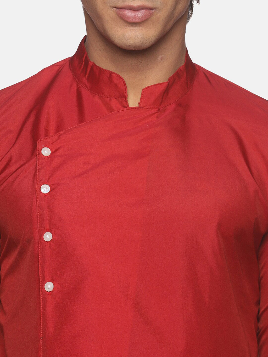 Sethukrishna Men Maroon Angrakha Kurta with Pyjamas