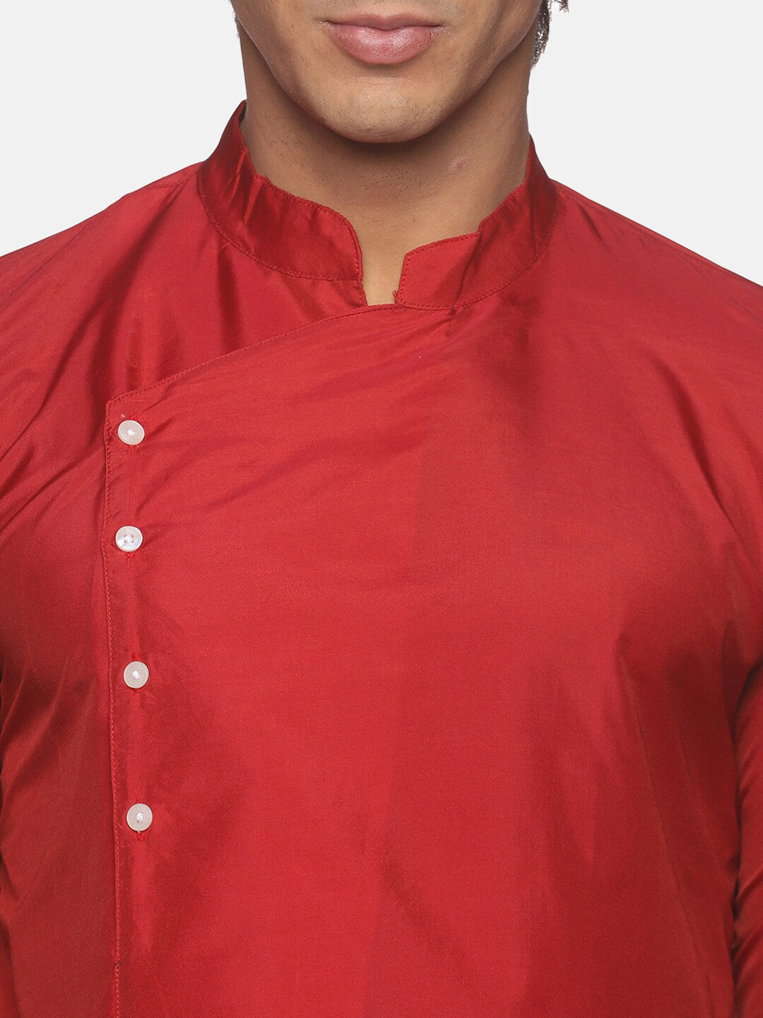 Sethukrishna Men Maroon Angrakha Kurta with Pyjamas