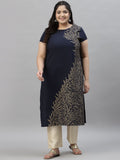 Sztori Plus Size Floral Printed Crepe Kurta