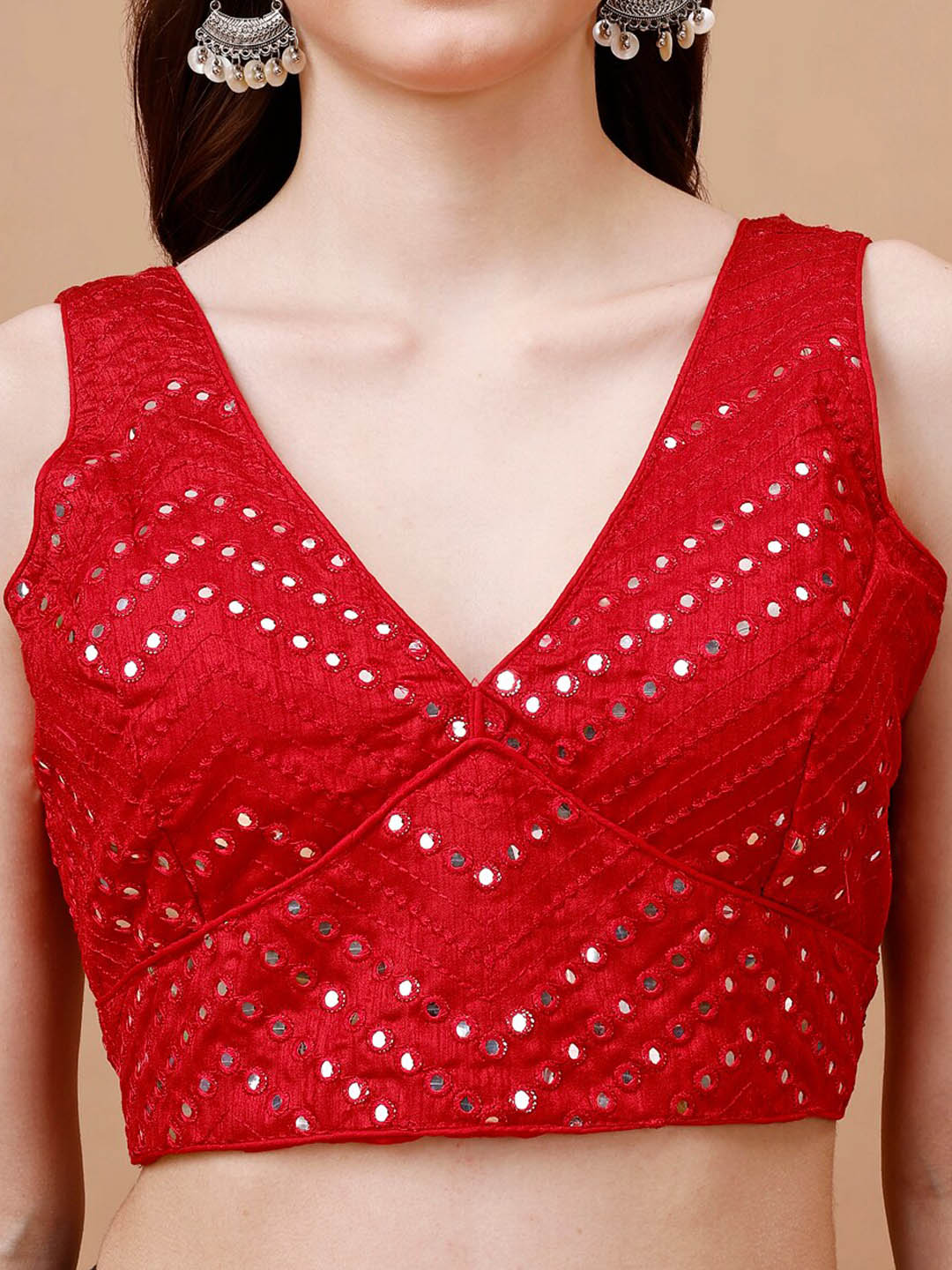 Tikhi Imli Embroidered Mirror Work Sleeveless Saree Blouse