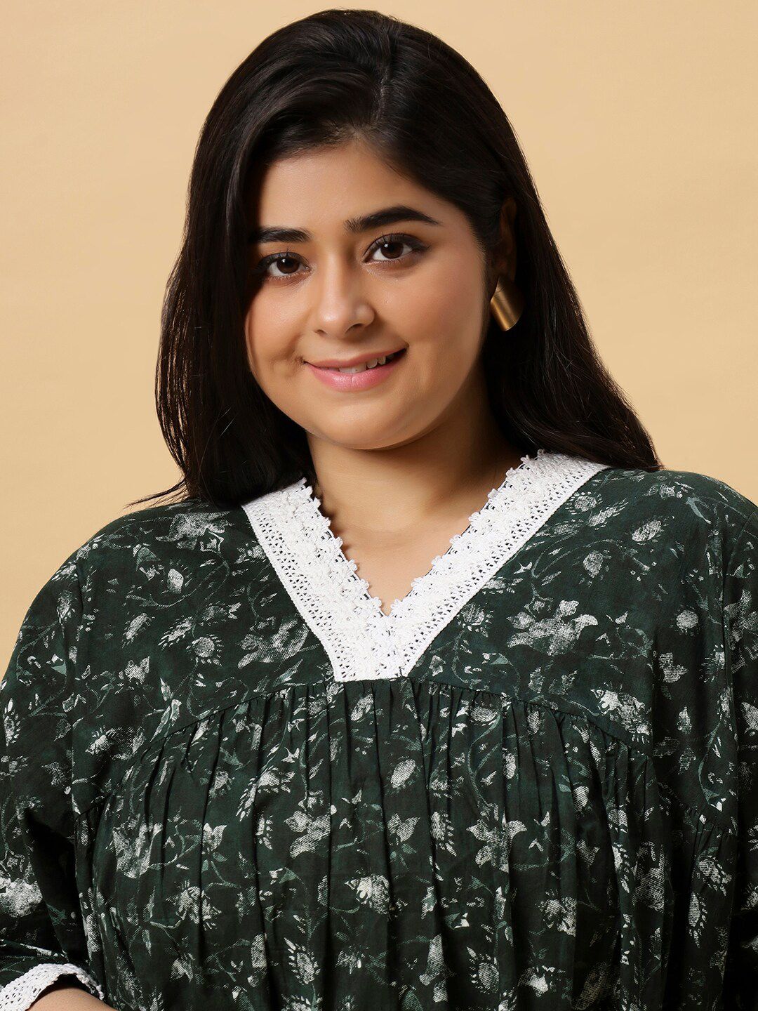 Sztori Printed V Neck A Line Kurta