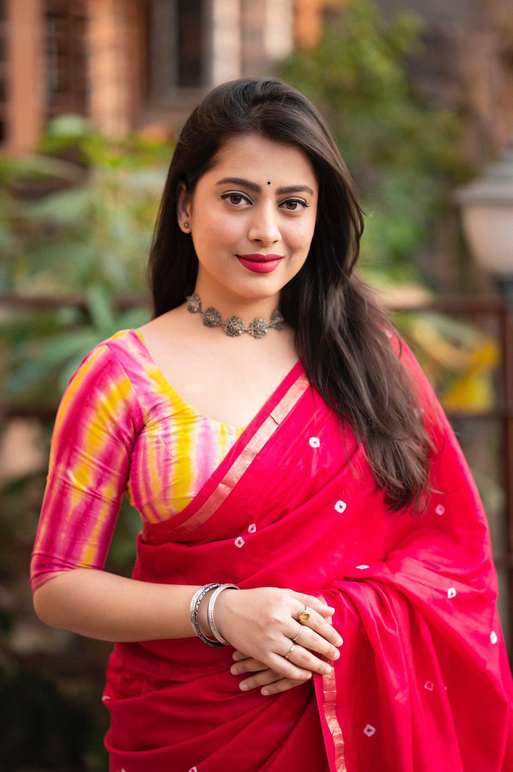 Rani Chanderi Cotton Block Print Saree with Unstitched Blouse - Hiral Fashion