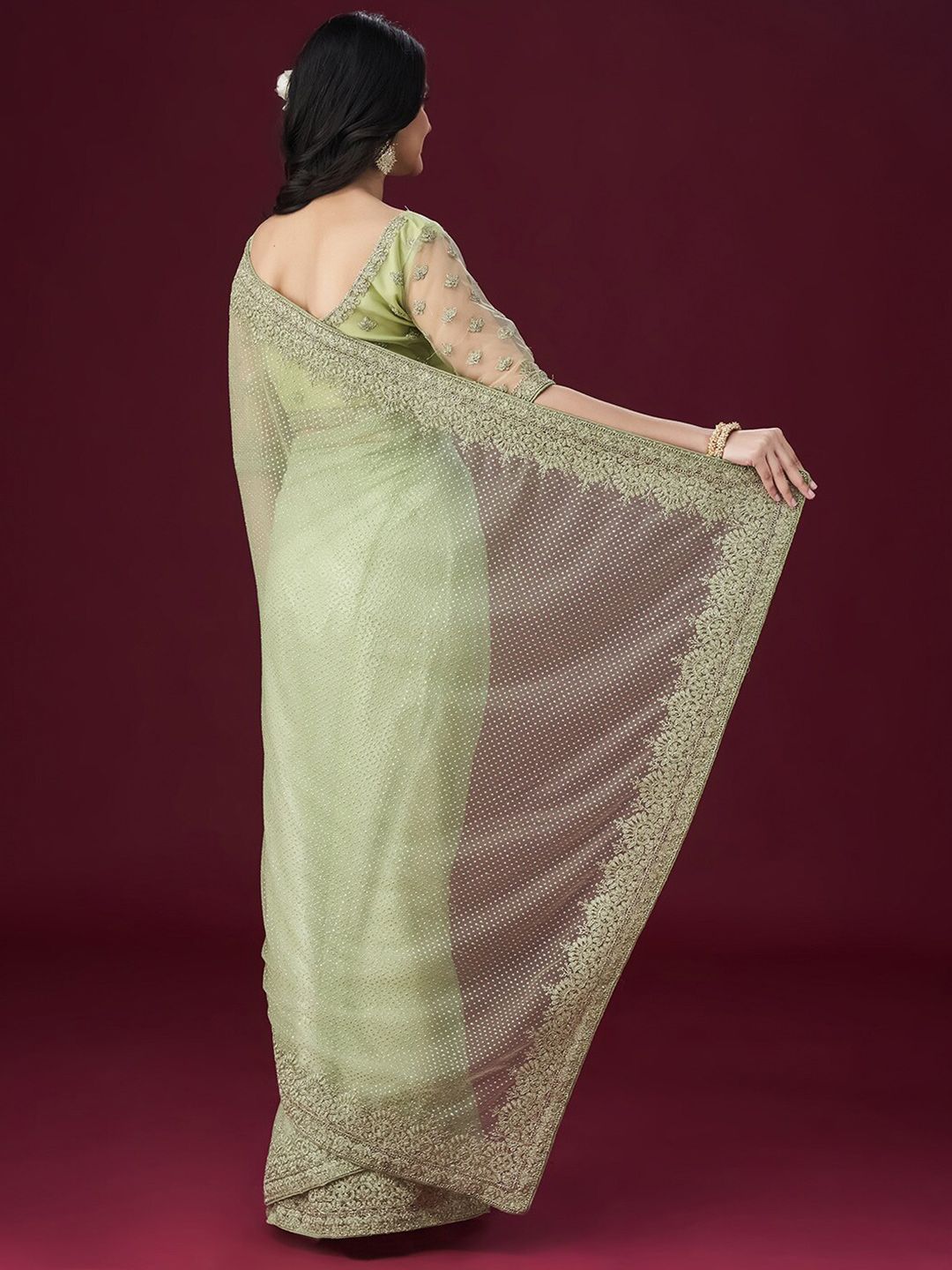 kasee Ethnic Motifs Embellished Net Sarees