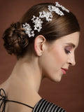 Panash Women Silver-Toned & White Embellished Tiara