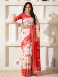 Shree Shyam Fashion Linen Cotton Red & White Saree