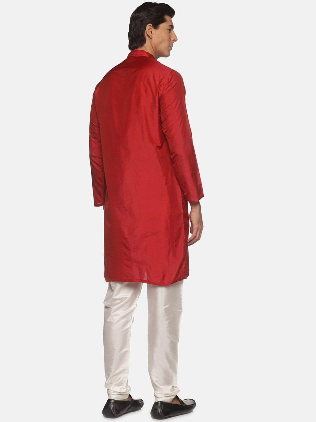 Sethukrishna Men Maroon Angrakha Kurta with Pyjamas