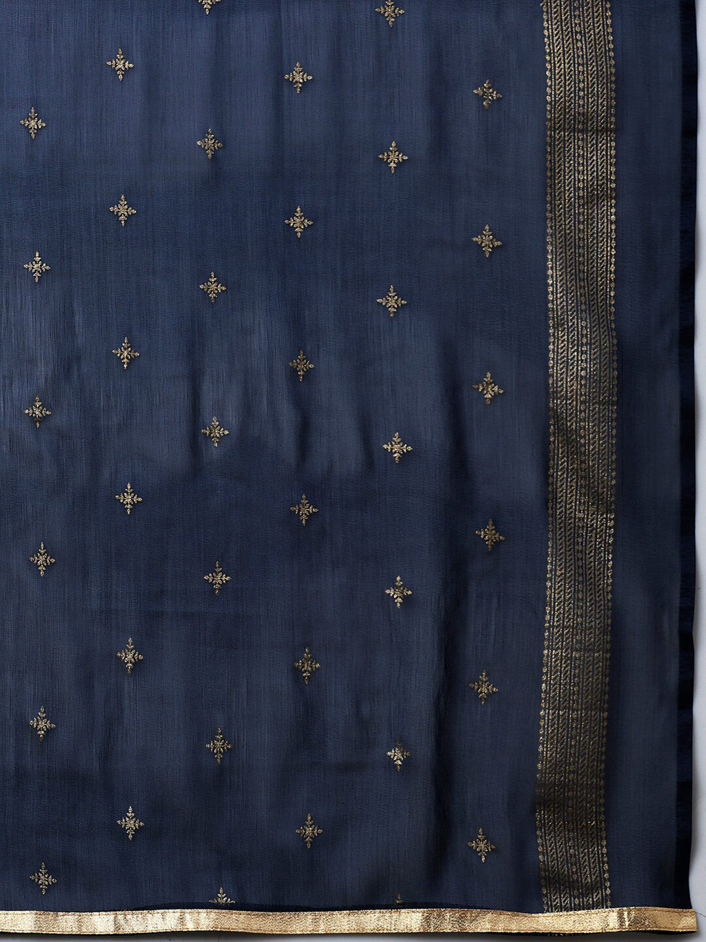 Saree Mall Navy Blue & Gold-Toned Embroidered Unstitched Dress Material