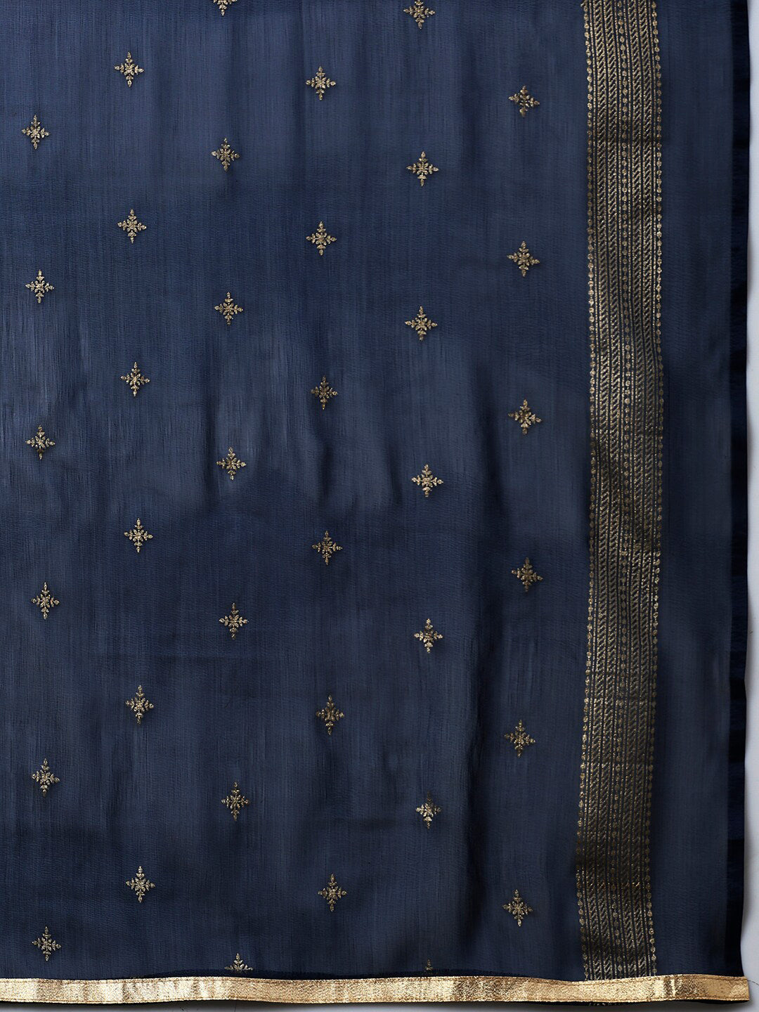 Saree Mall Navy Blue & Gold-Toned Embroidered Unstitched Dress Material