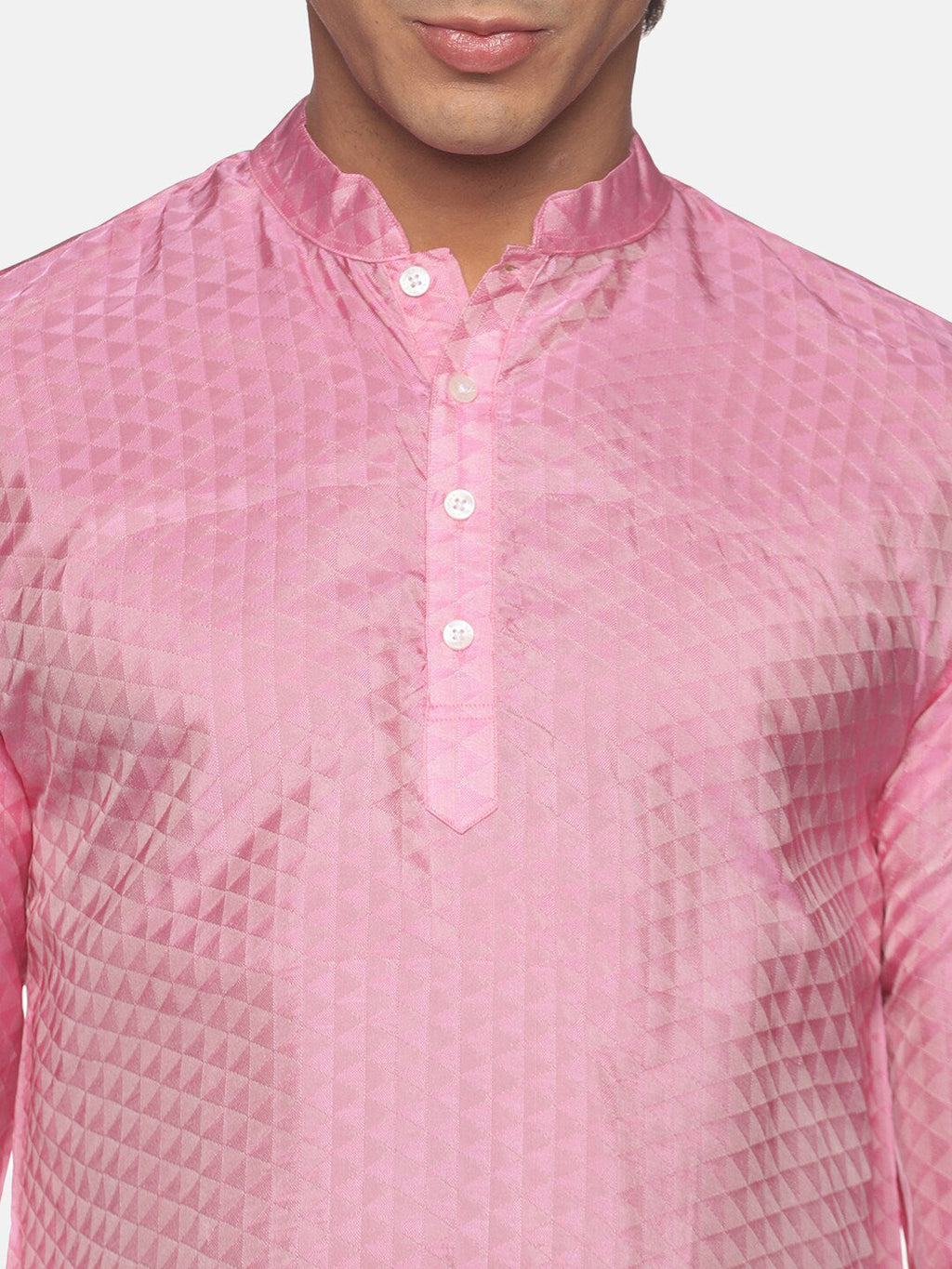 Sethukrishna Men Pink Angrakha Kurta with Pyjamas