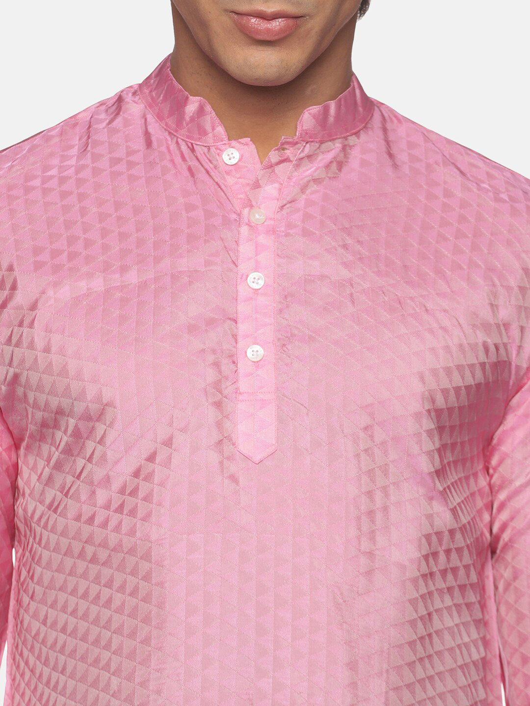 Sethukrishna Men Pink Angrakha Kurta with Pyjamas