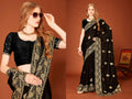PR Fashion Black Fendi Two Tone Silk Heavy Zari Embroidery Work With Zircon Work Saree
