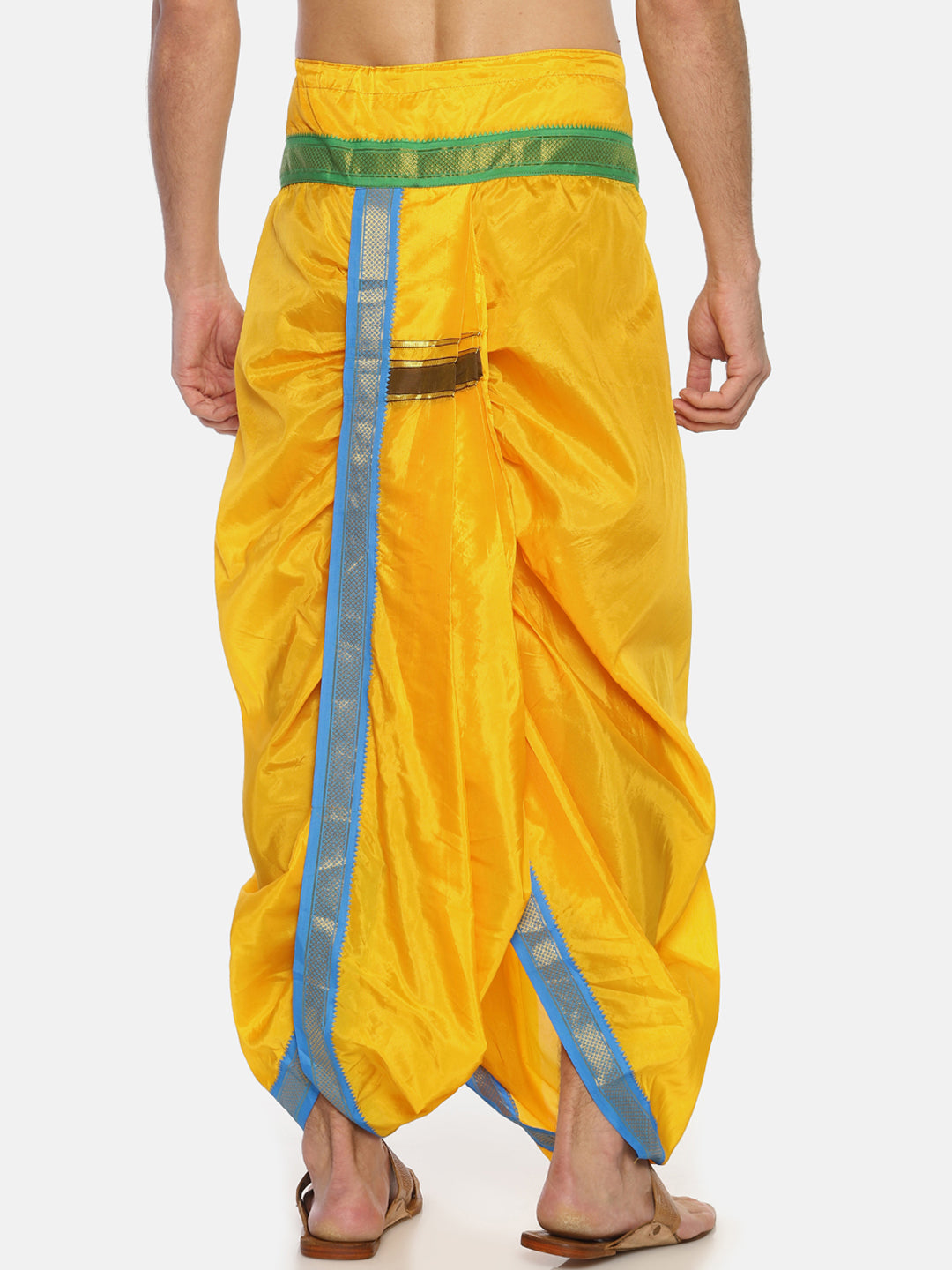 Sethukrishna Men Yellow Solid Double Layer Readymade Dhoti Pant