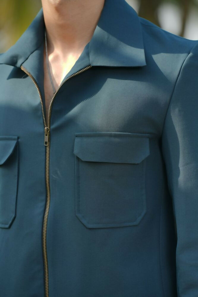 Strukt Deep Teal Shacket by Hilo Design