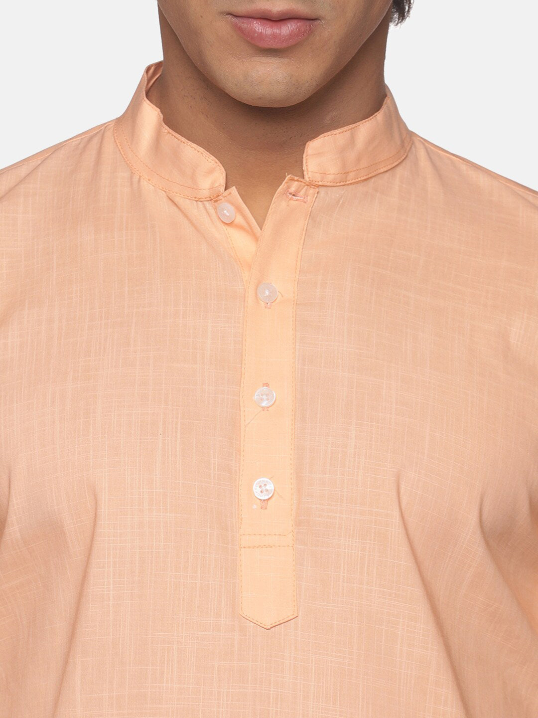 Sethukrishna Men Orange Striped Pure Cotton Kurta with Pyjamas