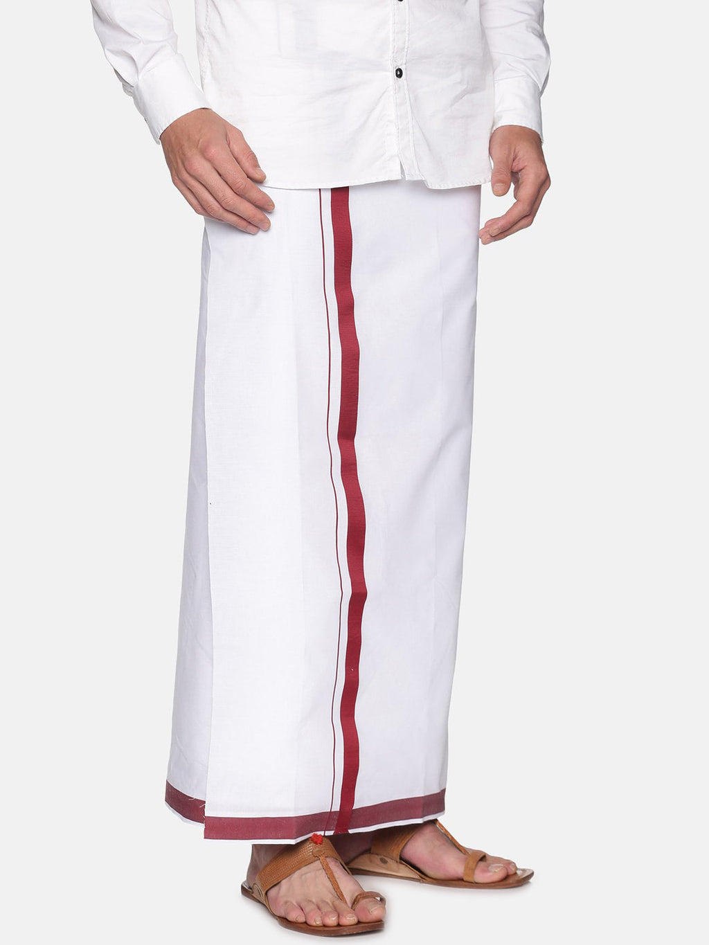 Sethukrishna Men White Solid Dhoti