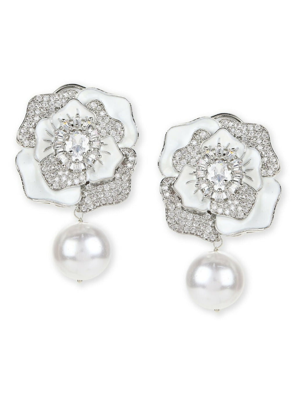 Silver Tone Mother of Pearl Earrings- Ruby Raang