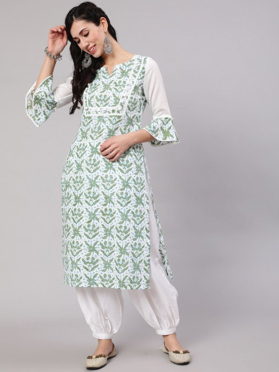 Aks Tropical Printed Bell Sleeves Kurta