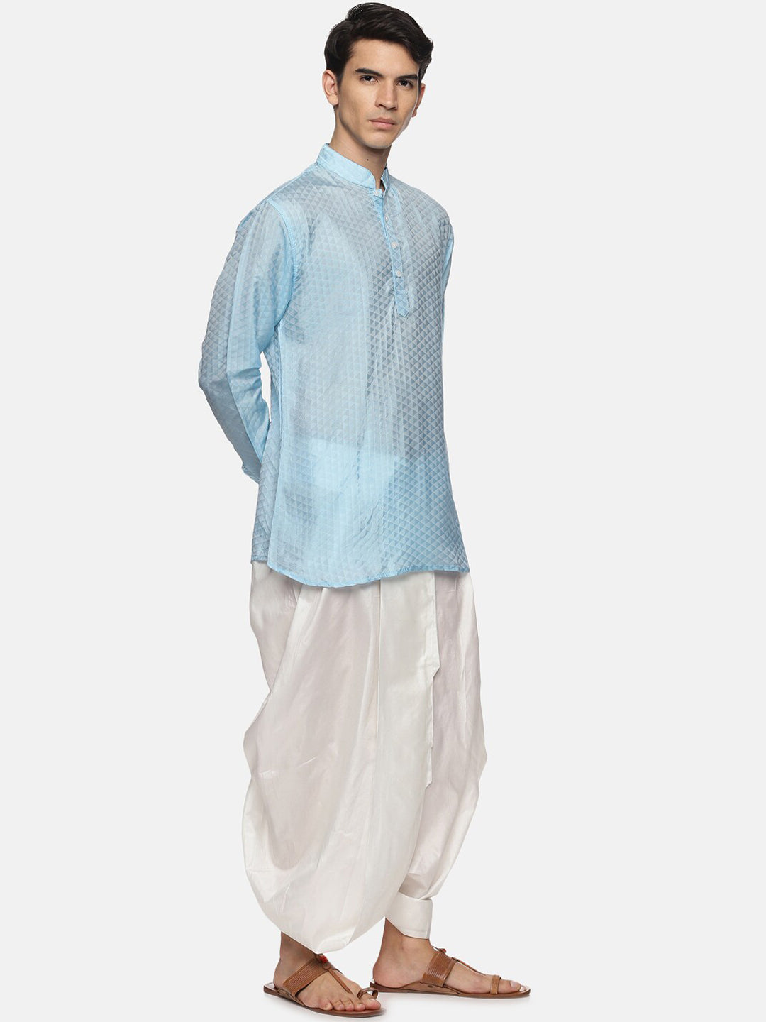 Sethukrishna Mens Blue Kurta with Dhoti Pants