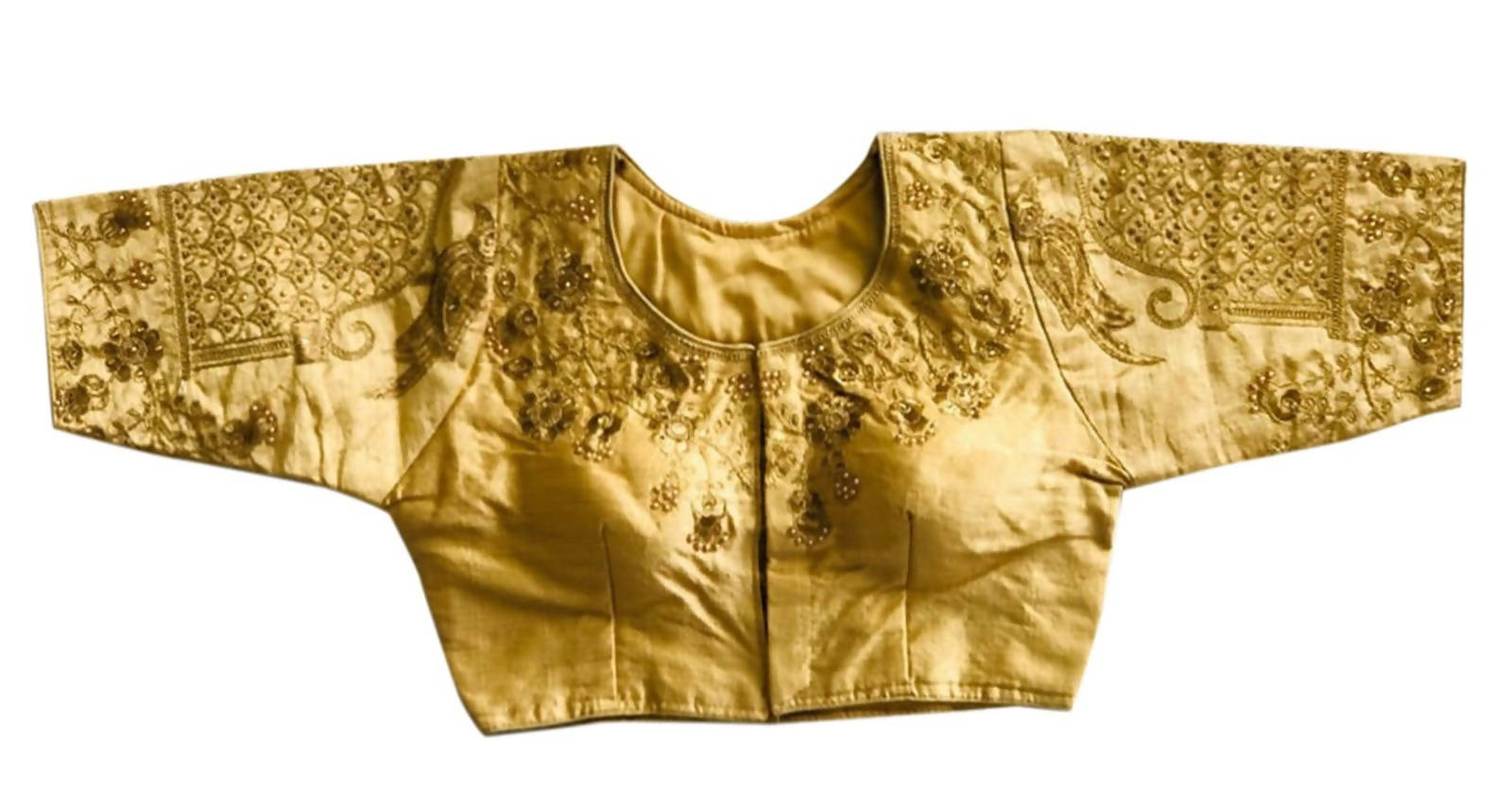 Vamika Beautiful Golden Banglori Silk Embroidery Blouse