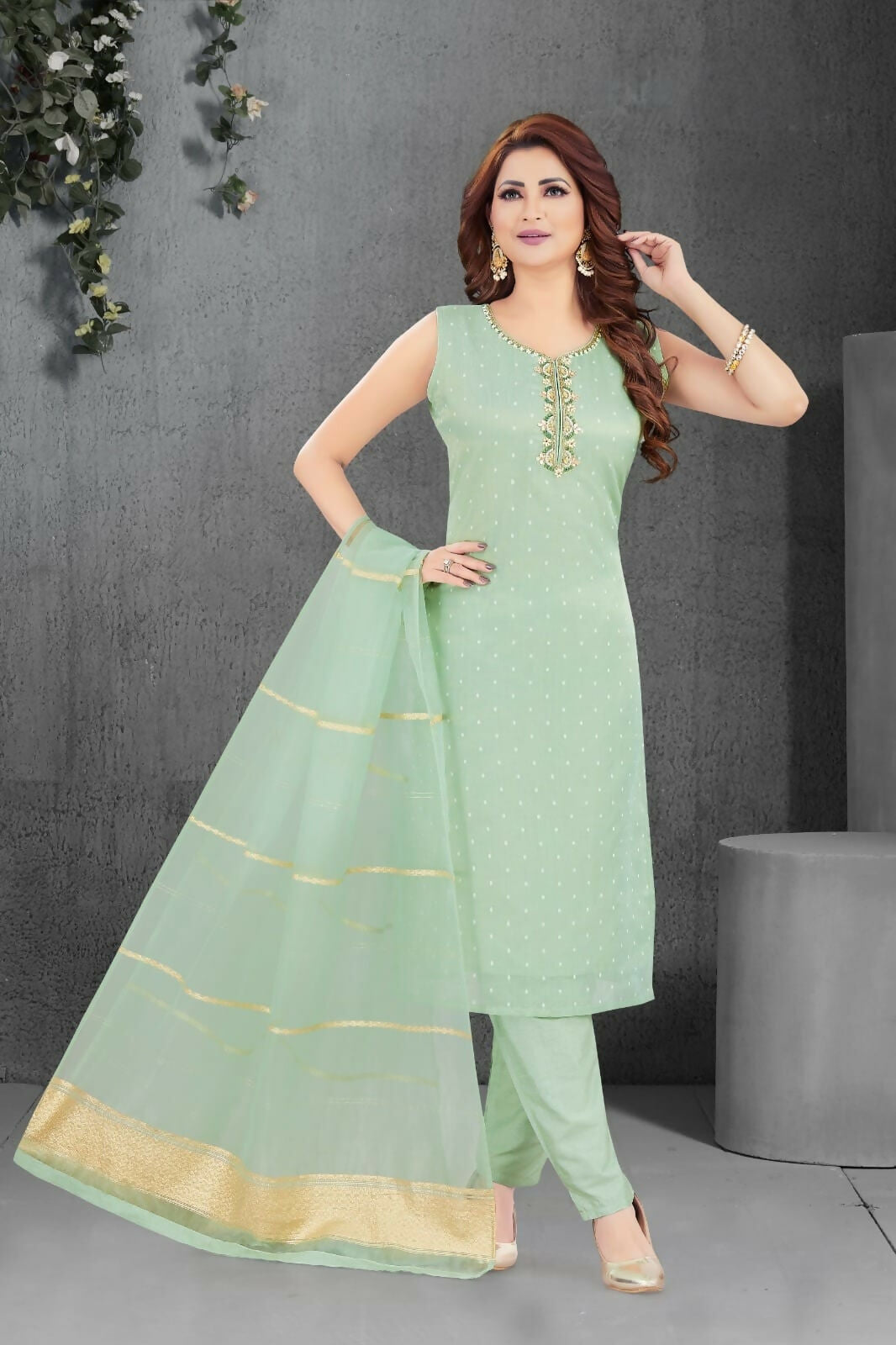Joban Fashion Jacquard Firozi Color Kurta Set