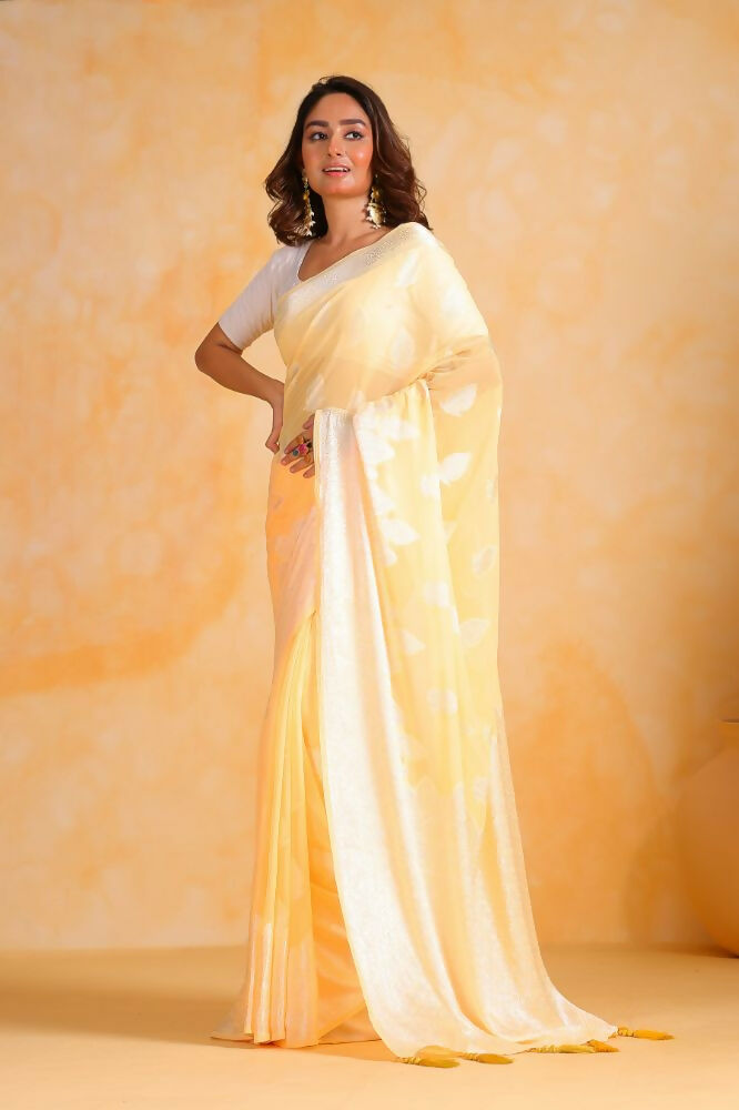 Vamsee Sikha Yellow Georgette Saree