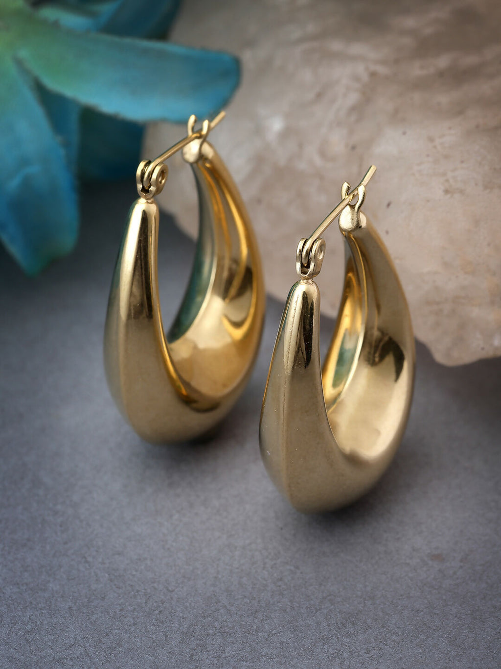 NVR Gold-Polished Contemporary Hoop Earrings