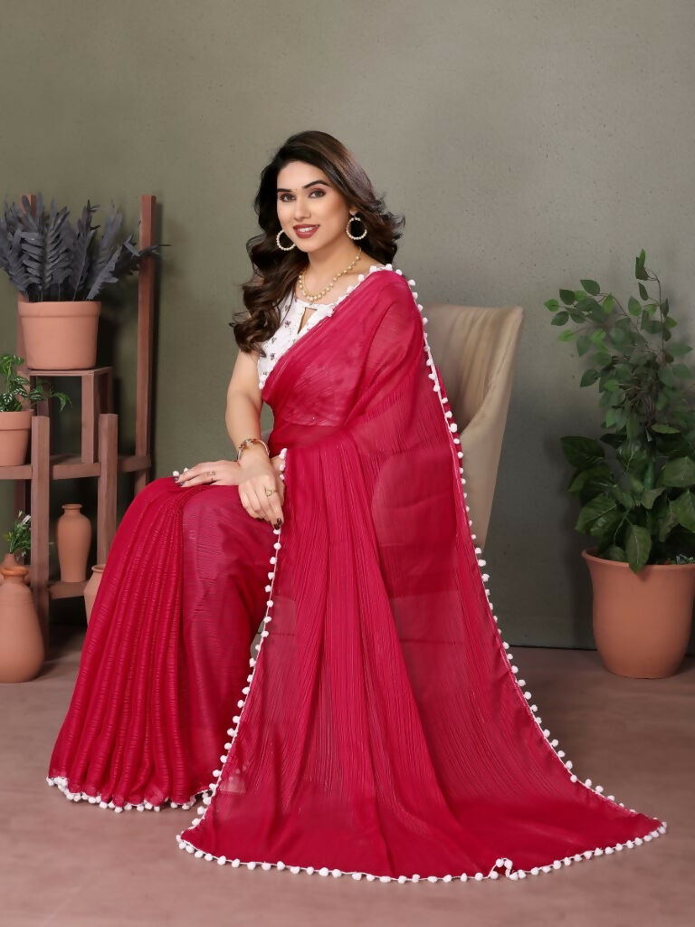 Designer Partywear Red Banglori Fancy Saree - Kanak