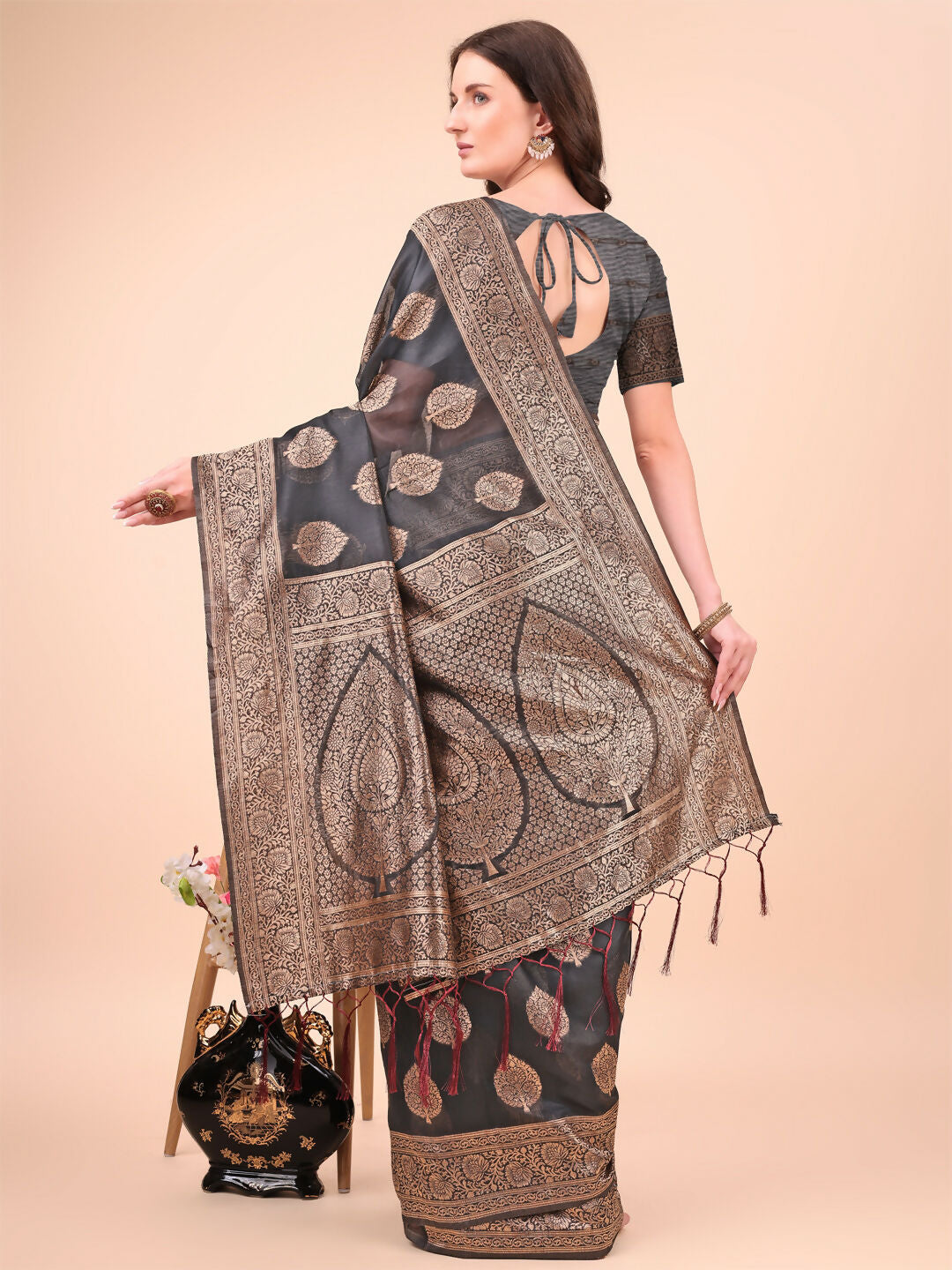 Shree Shyam Fashion Cotton Black Saree