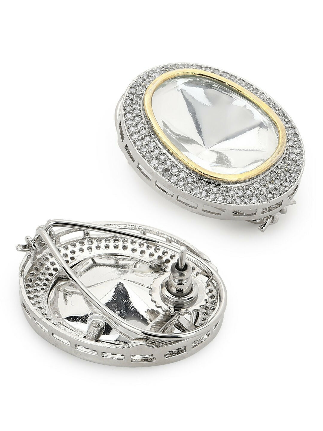 Diamond & Semi Precious Stone Oversized Studs- Ruby Raang