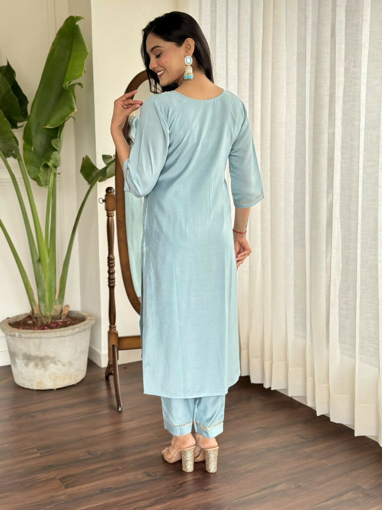 Lavender Viscose chanderi Stitched Suit With Dupatta - Tanisha