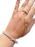Gold-Polished Alloy American Diamond Hand Harness Bracelet - The Pari
