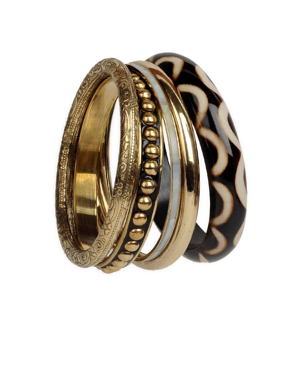 Brass Alloy Designer Brass Five Bangle Set - The Pari