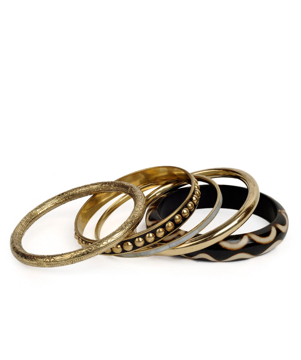 Brass Alloy Designer Brass Five Bangle Set - The Pari