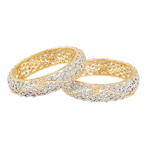 Gold-Polished Alloy Delicate Work Ad Designer Bangle Set - The Pari
