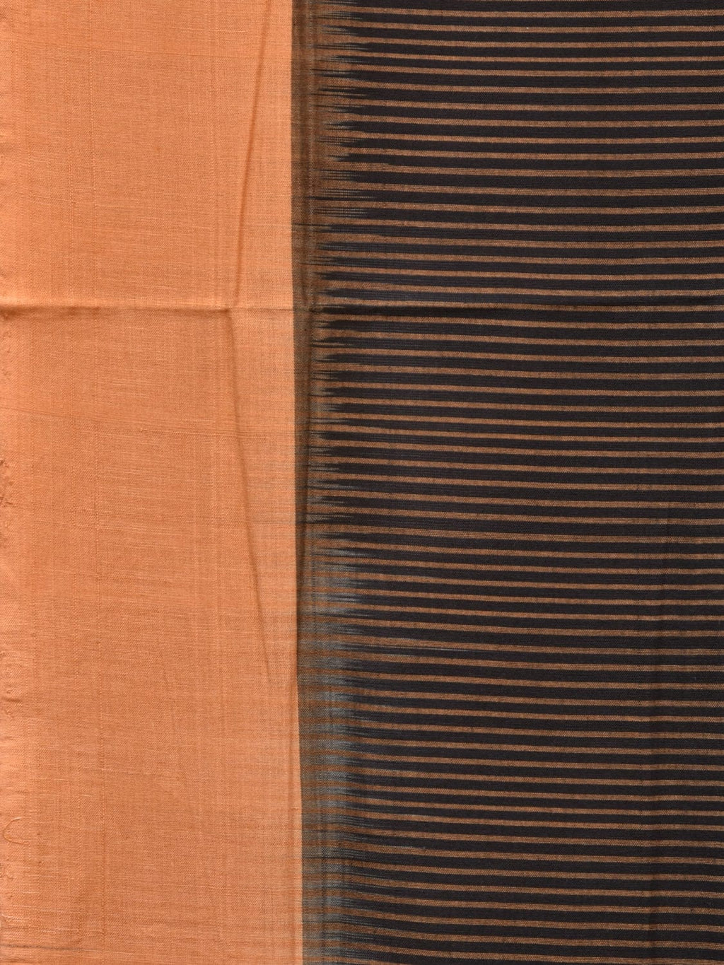 Black and Mustard Pochampally Ikat Handloom Saree with Strips Design - Global Threads