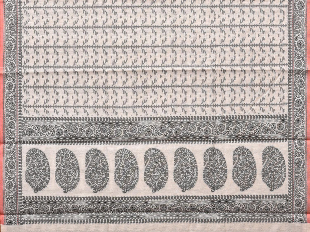 Black and White Cut Work Sico Cotton Saree with All Over and Border Design - Global Threads