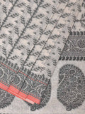 Black and White Cut Work Sico Cotton Saree with All Over and Border Design - Global Threads