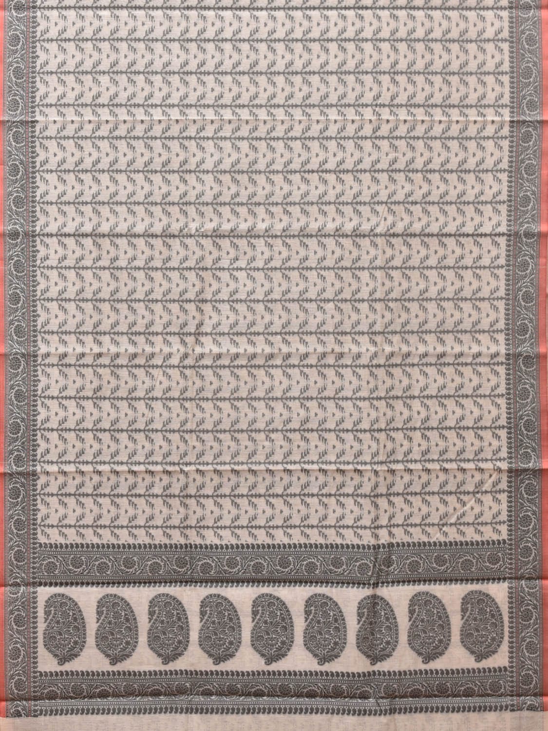 Black and White Cut Work Sico Cotton Saree with All Over and Border Design - Global Threads