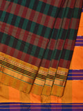 Black and Yellow ilkal Cotton Saree with Checks Design No Blouse - Global Threads