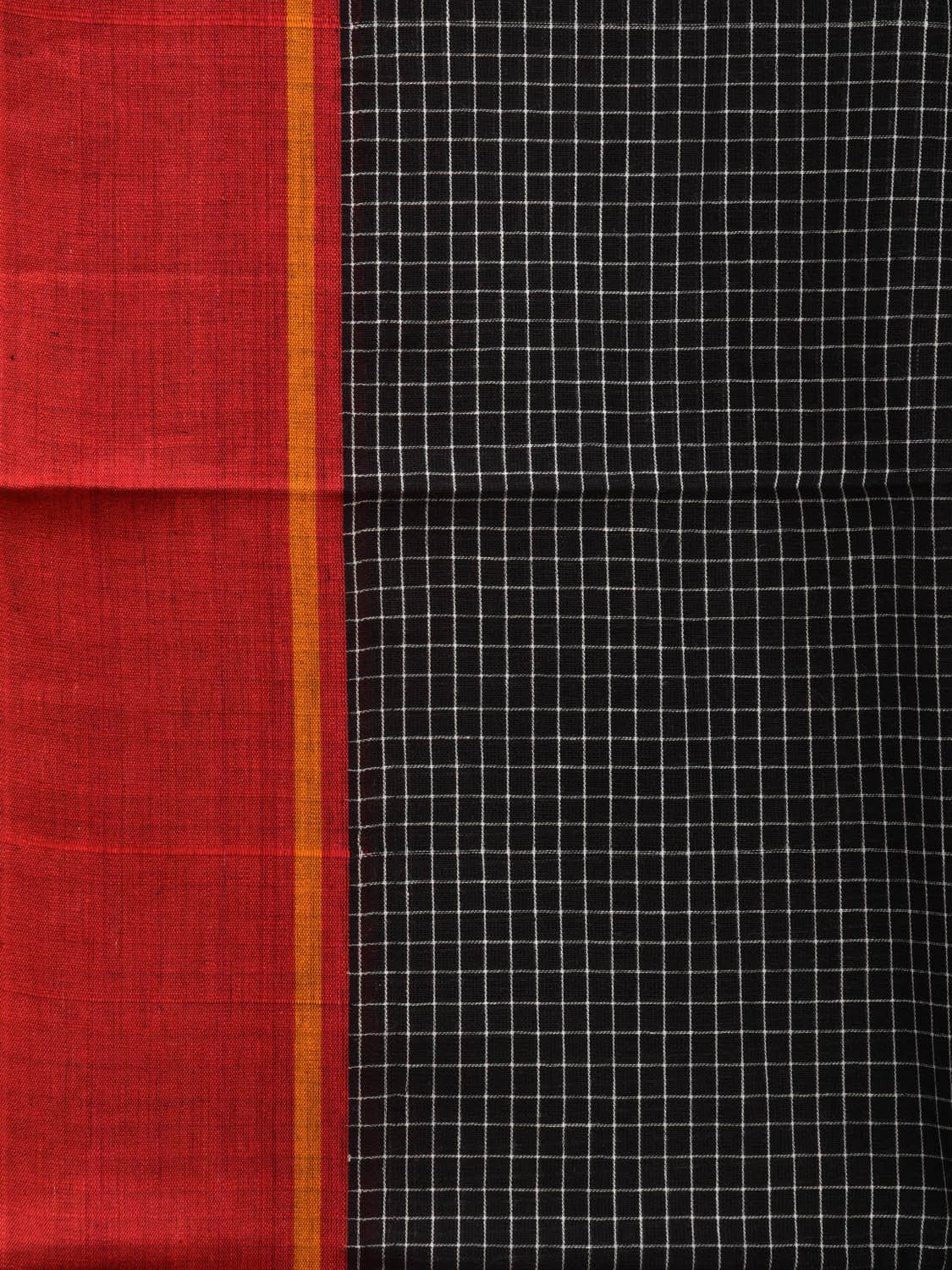 Black ilkal Cotton Handloom Saree with Checks and Ganga-Jamuna Border Design No Blouse - Global Threads