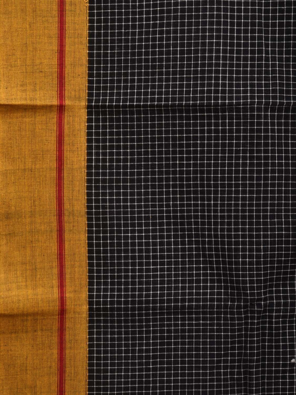 Black ilkal Cotton Handloom Saree with Checks Design No Blouse - Global Threads