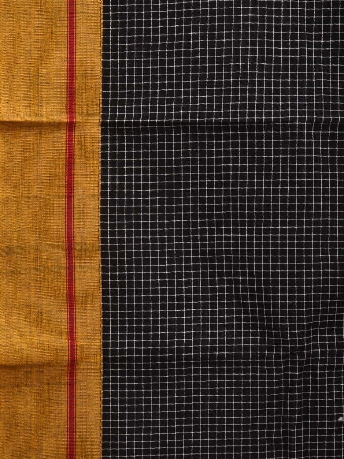 Black ilkal Cotton Handloom Saree with Checks Design No Blouse - Global Threads
