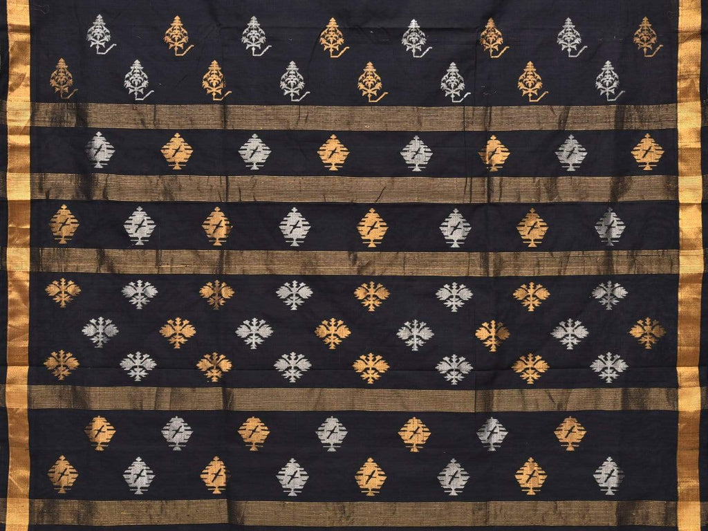 Black Uppada Cotton Handloom Saree with Assorted Buta Pallu Design - Global Threads