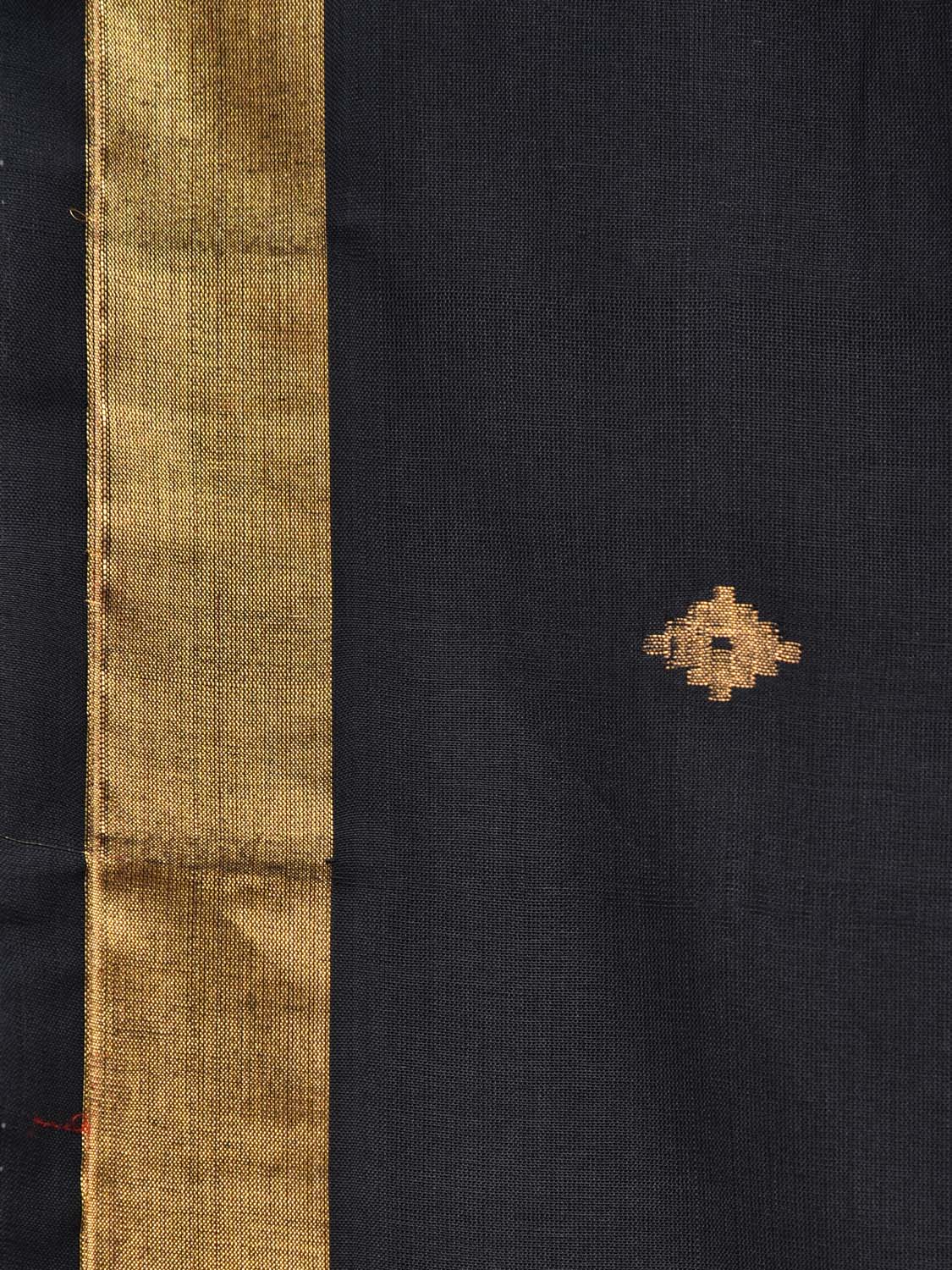 Black Uppada Cotton Handloom Saree with Assorted Buta Pallu Design - Global Threads