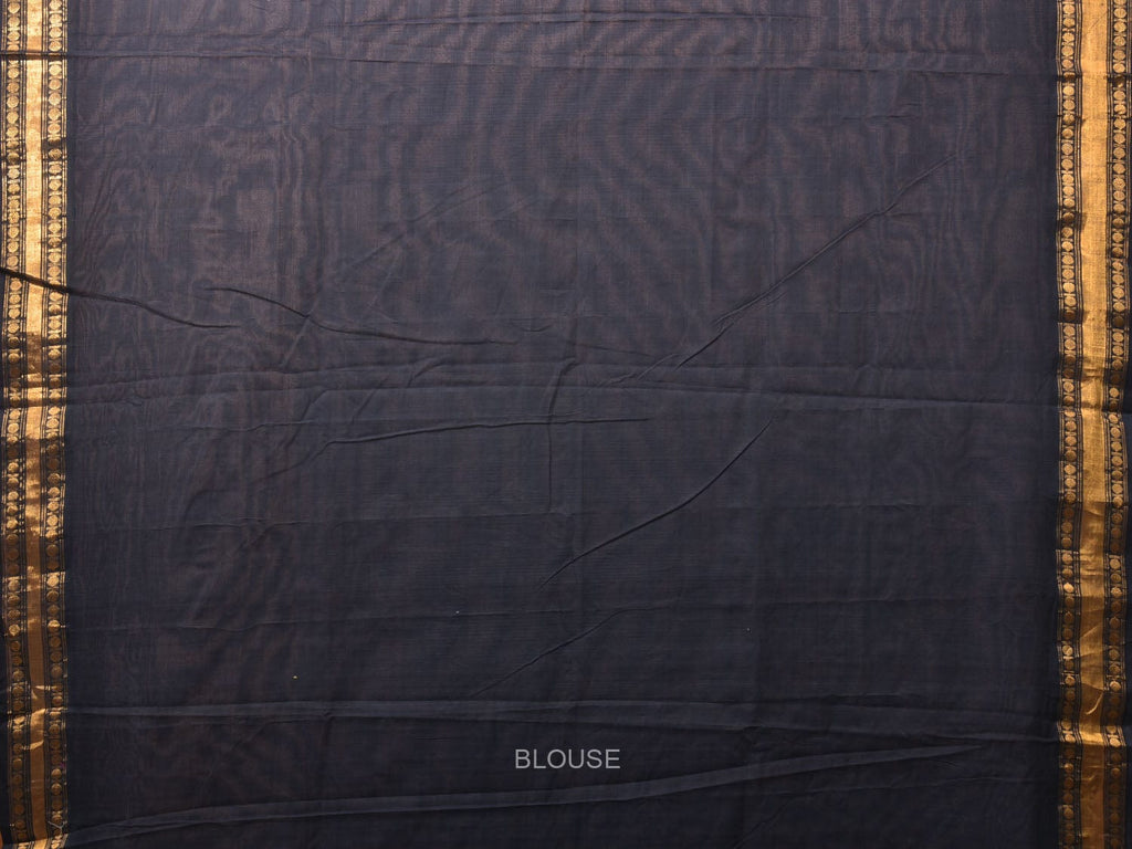 Black Uppada Cotton Handloom Saree with Karpur Pallu Design - Global Threads