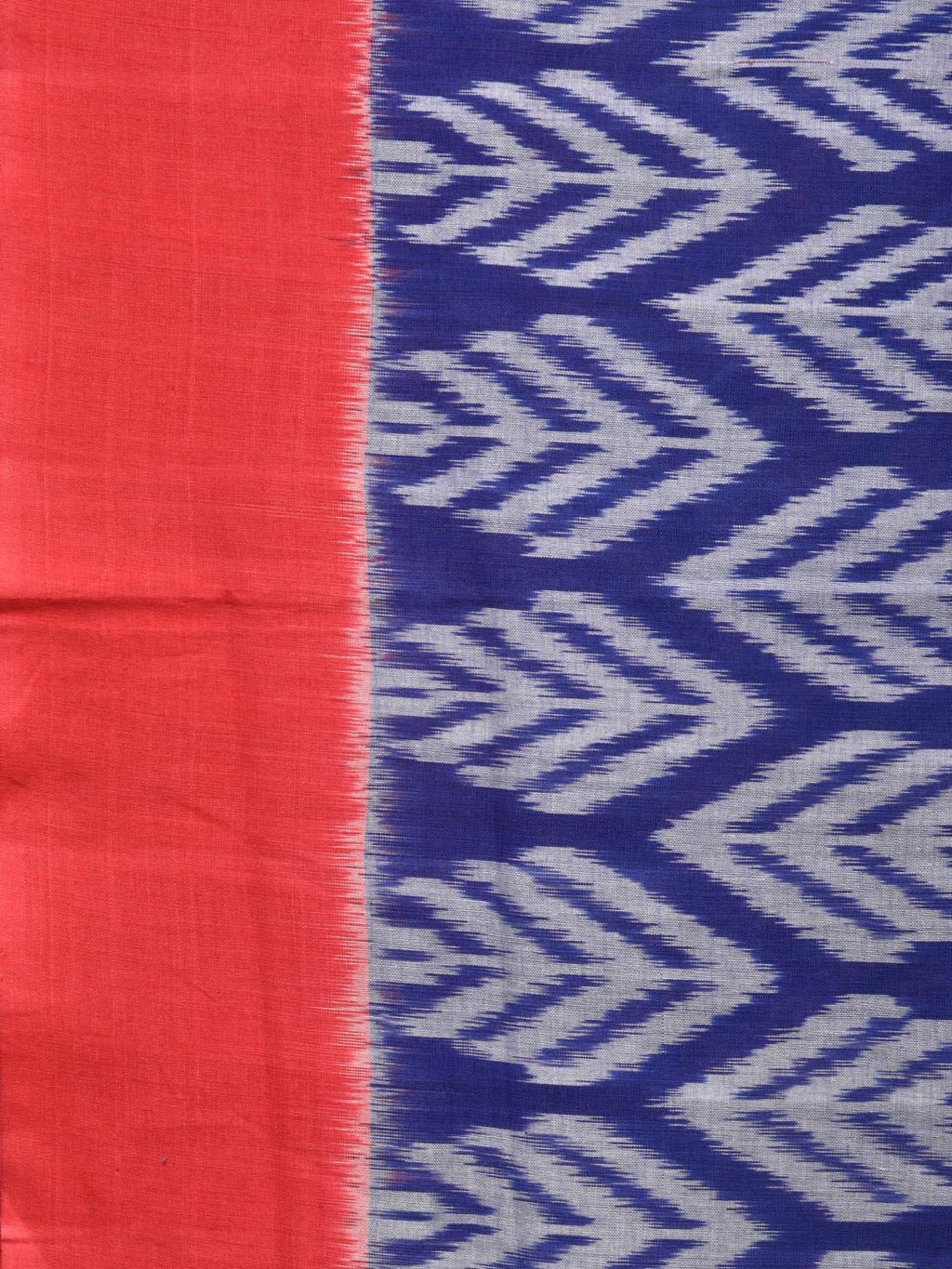 Blue and Red Pochampally Ikat Cotton Handloom Saree with All Over Design - Global Threads