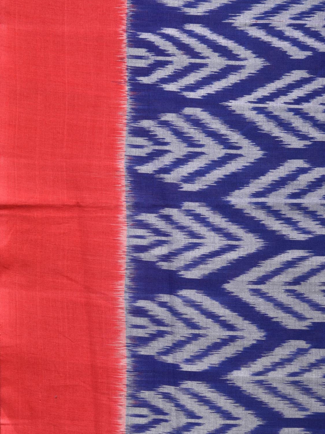 Blue and Red Pochampally Ikat Cotton Handloom Saree with All Over Design - Global Threads