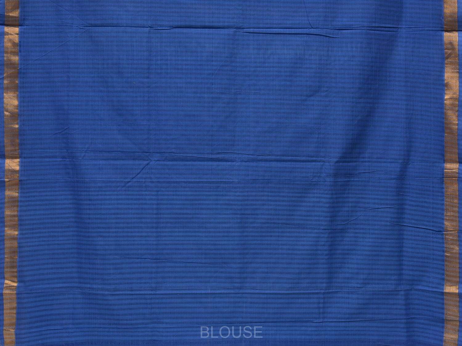 Blue Khadi Cotton Handloom Saree with Zari Strips Design - Global Threads