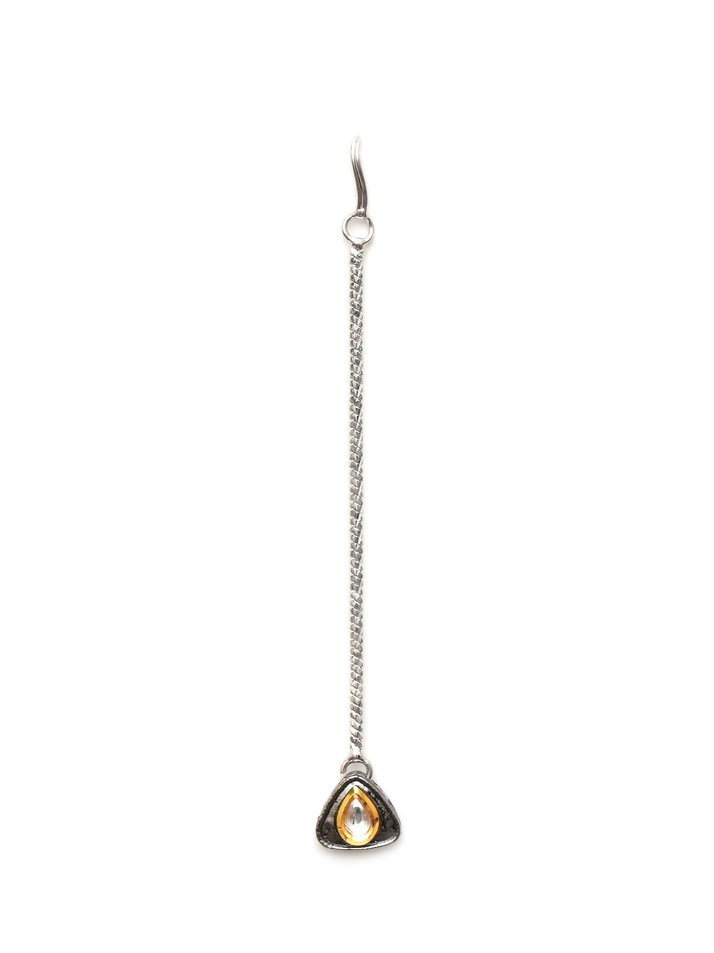 Dual Tone Kundan Maang Tikka (silver) - Ruby Raang