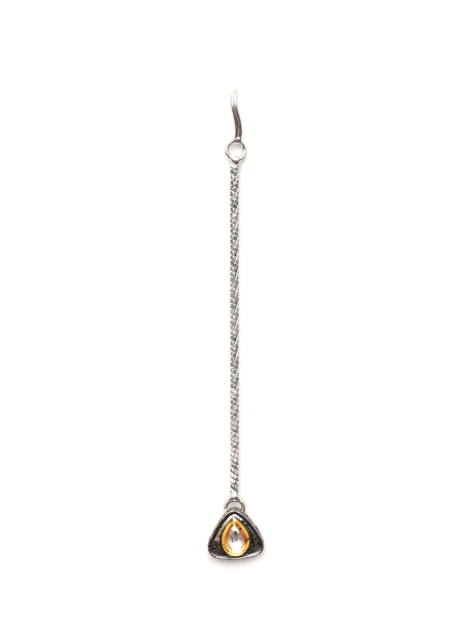 Dual Tone Kundan Maang Tikka (silver) - Ruby Raang